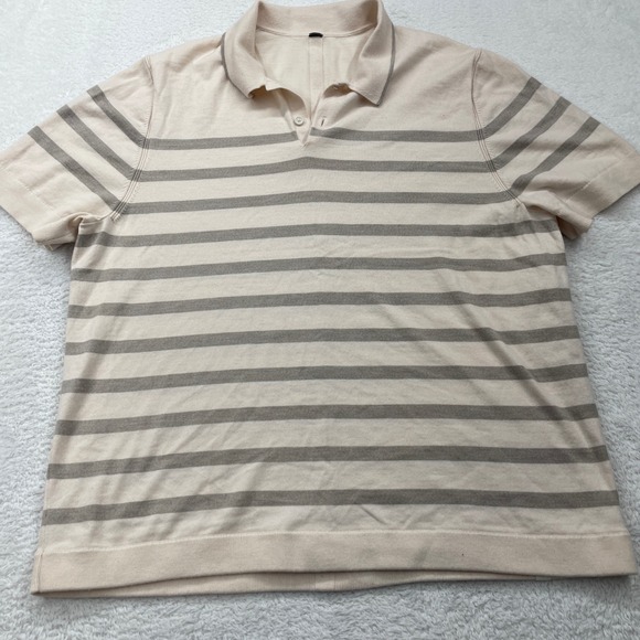 Lululemon New Venture Striped Polo Shirt Mens Casual Short Sleeve Knitwear XL - Picture 1 of 7